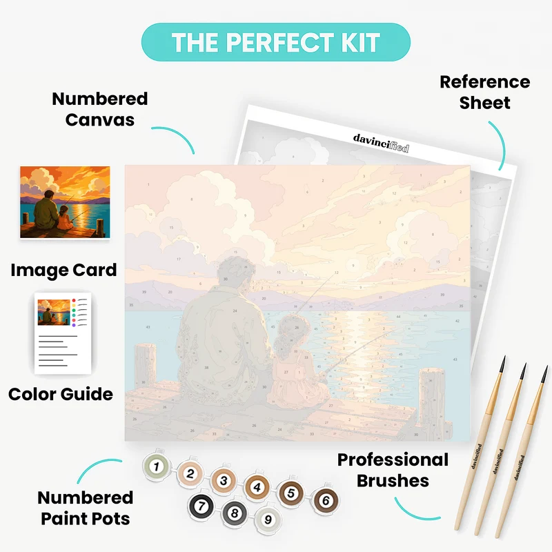 Sunset Dock Fishing with Dad - Paint by Numbers Kit