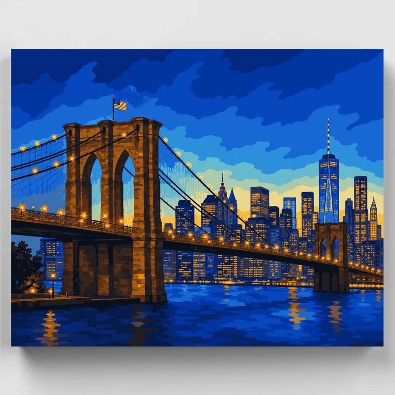 Brooklyn Bridge at Night - Paint by Numbers Kit