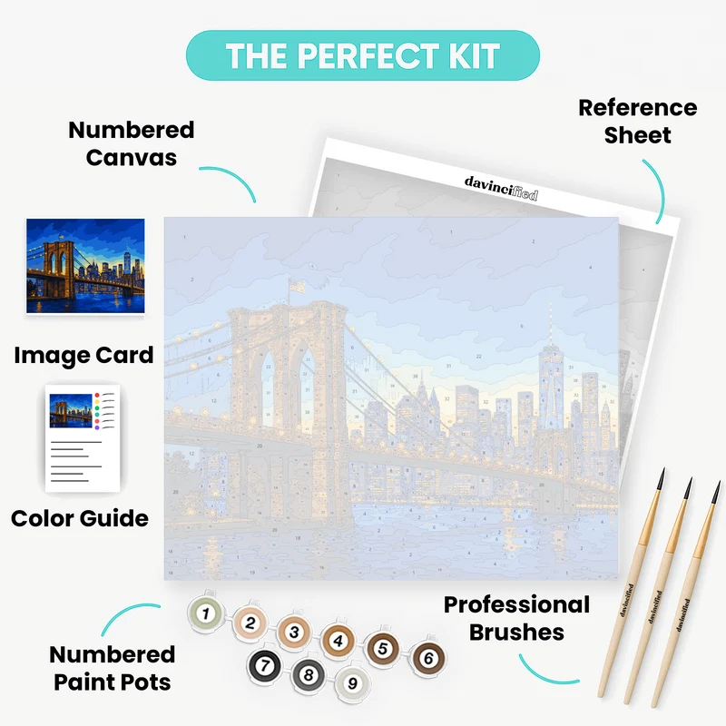 Brooklyn Bridge at Night - Paint by Numbers Kit