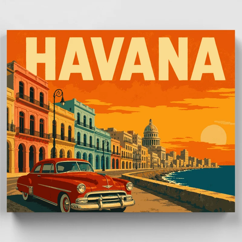Havana Sunset Malecon - Paint by Numbers Kit