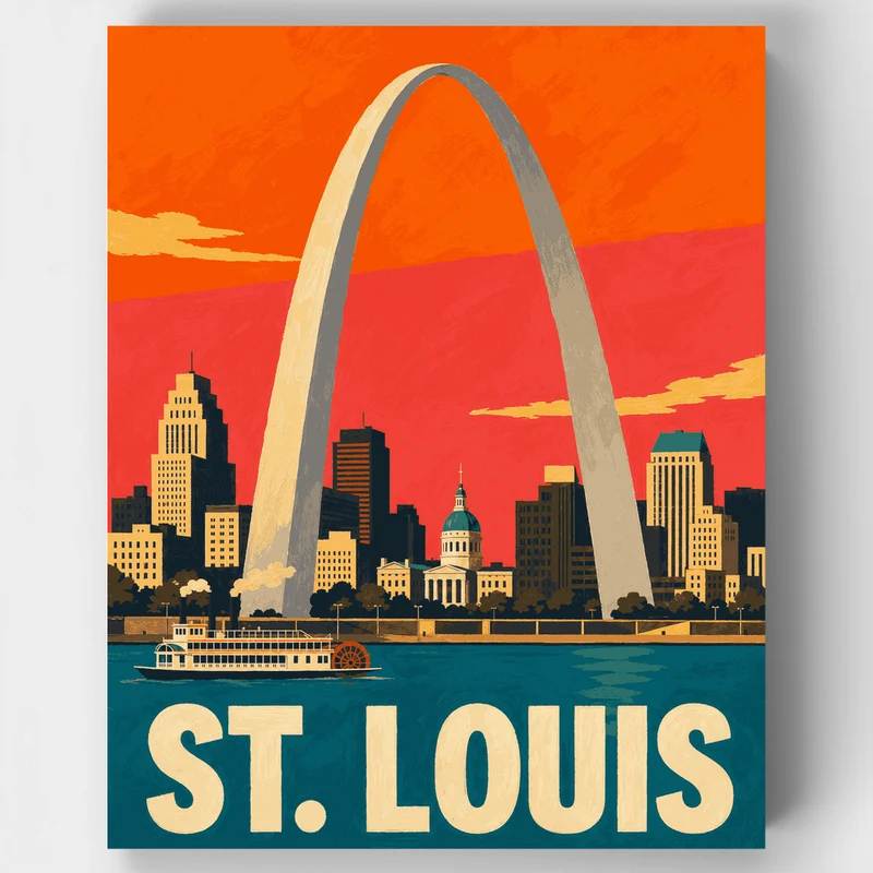 St. Louis Gateway Arch Skyline - Paint by Numbers Kit