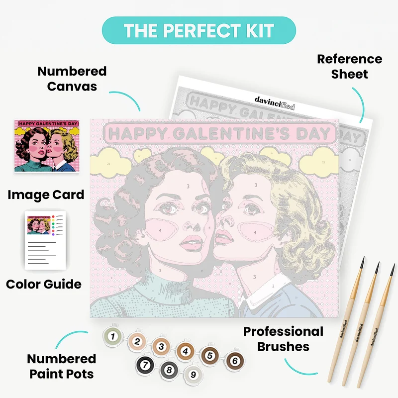 Pop Art Galentine's Day Friendship - Paint by Numbers Kit