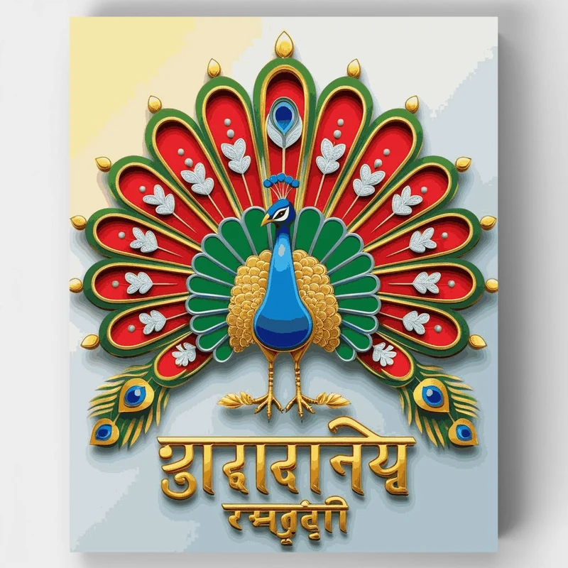 Ornate Peacock Diwali Celebration - Paint by Numbers Kit