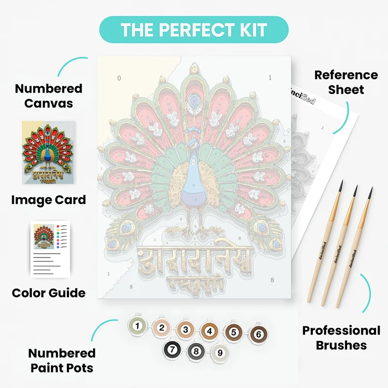 Ornate Peacock Diwali Celebration - Paint by Numbers Kit