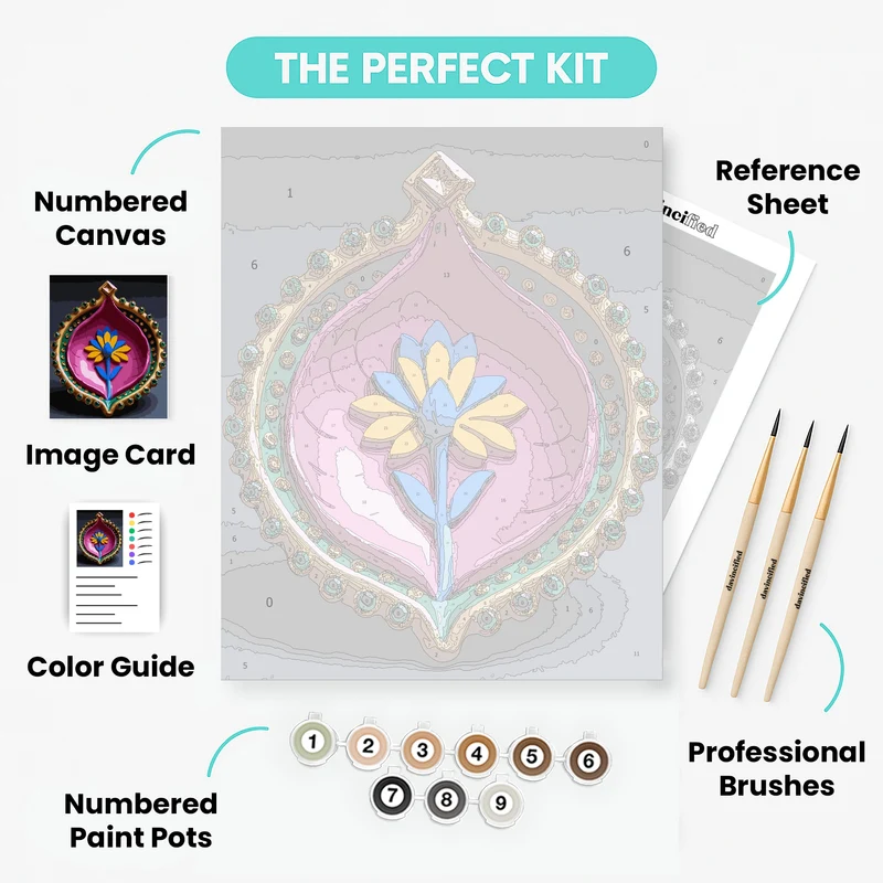 Decorative Diwali Oil Lamp - Paint by Numbers Kit
