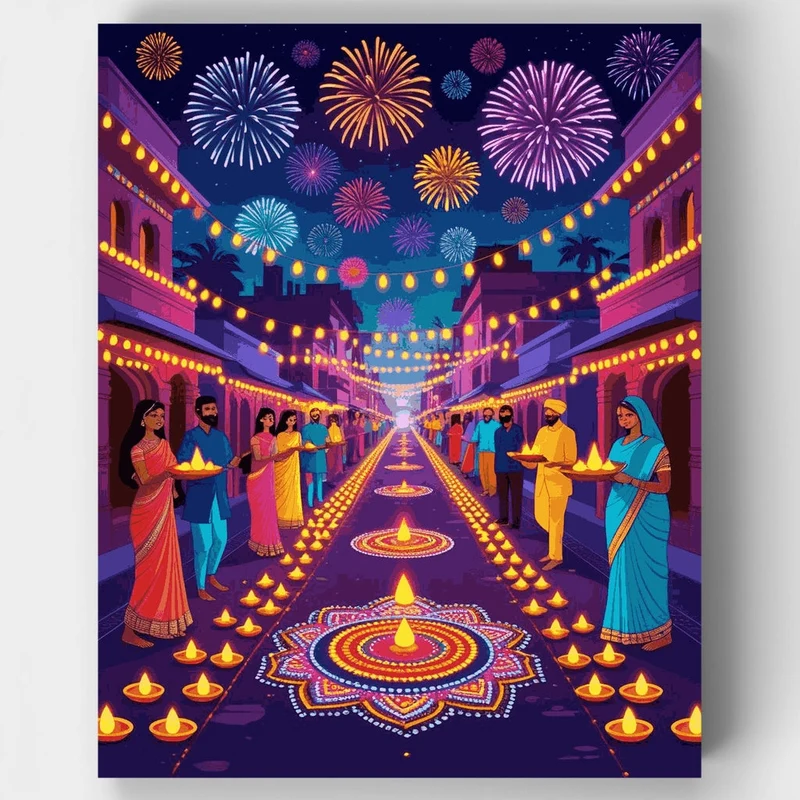 Diwali Festival Celebration - Paint by Numbers Kit
