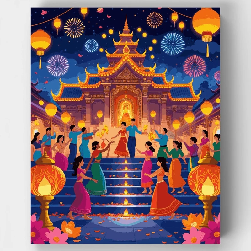 Diwali Temple Celebration - Paint by Numbers Kit