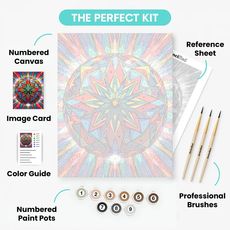 Vibrant Kaleidoscope Mandala - Paint by Numbers Kit