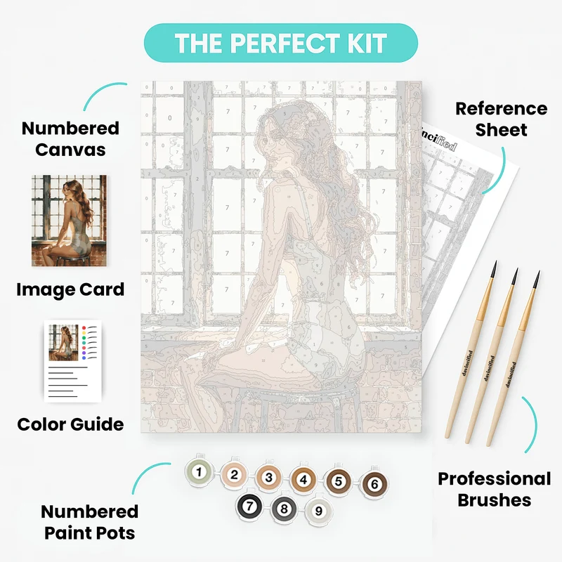 Elegant Woman by Window - Paint by Numbers Kit