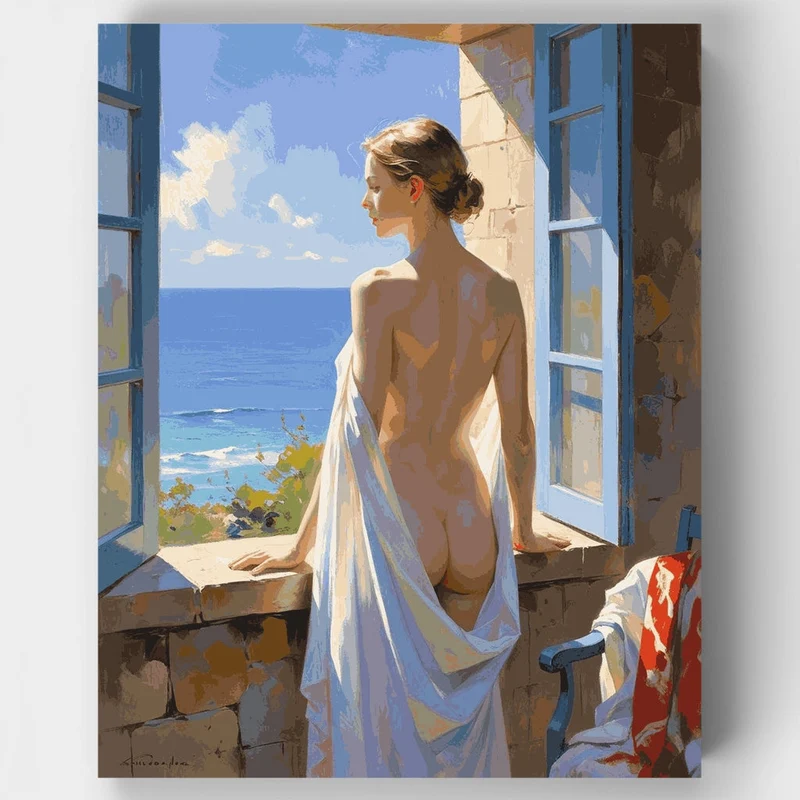 Woman by Ocean Window - Paint by Numbers Kit