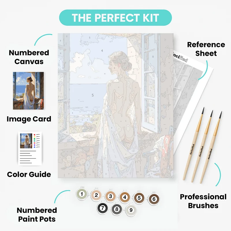 Woman by Ocean Window - Paint by Numbers Kit