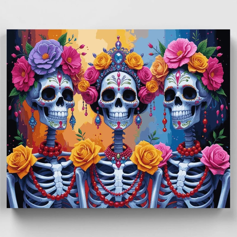 Day of the Dead Sugar Skull Skeletons - Paint by Numbers Kit