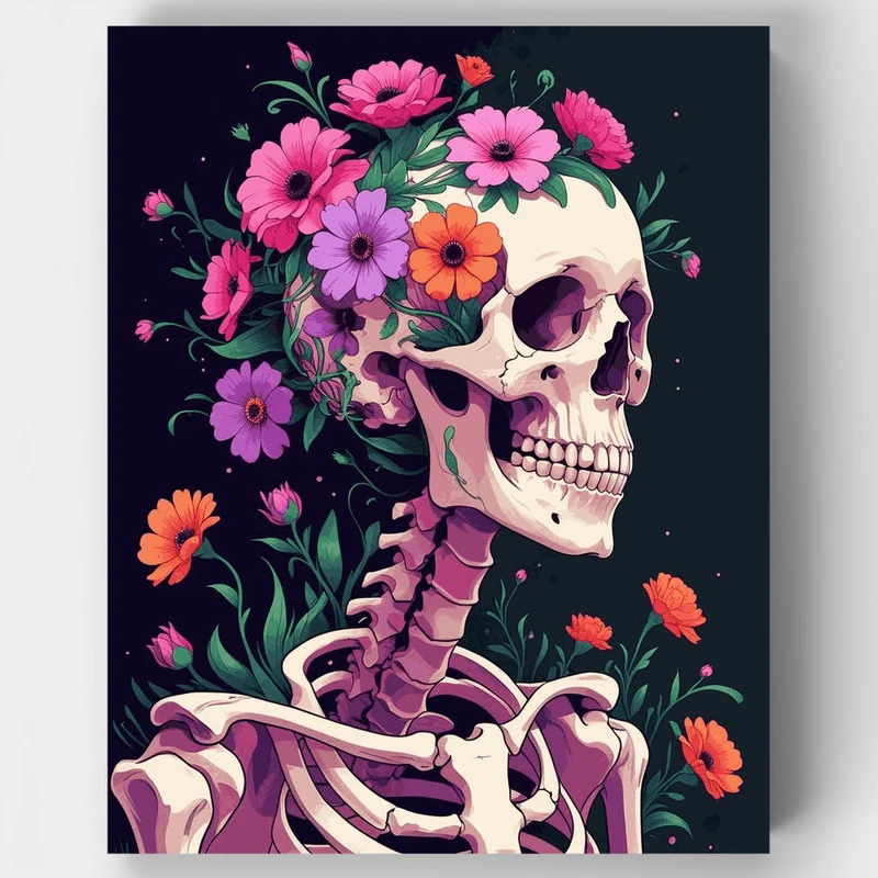 Floral Skull Skeleton - Paint by Numbers Kit
