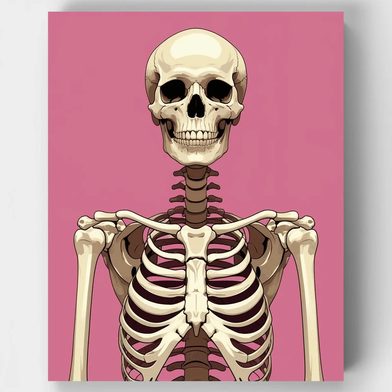 Skeleton on Pink Background - Paint by Numbers Kit