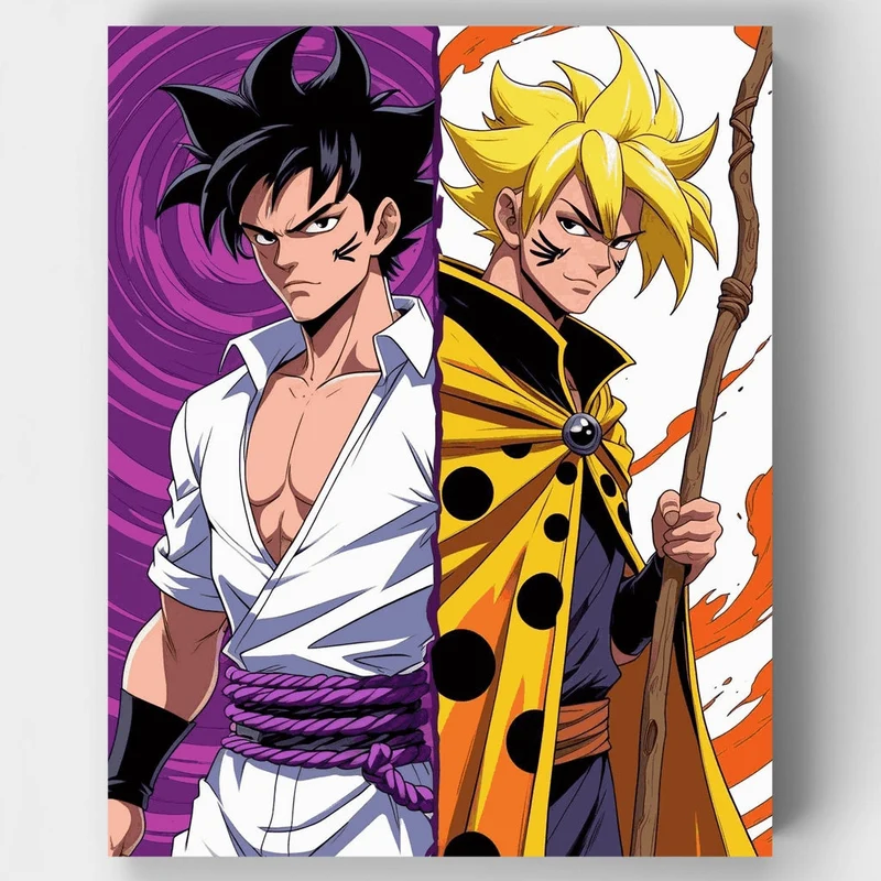 Anime Warriors Battle Scene - Paint by Numbers Kit