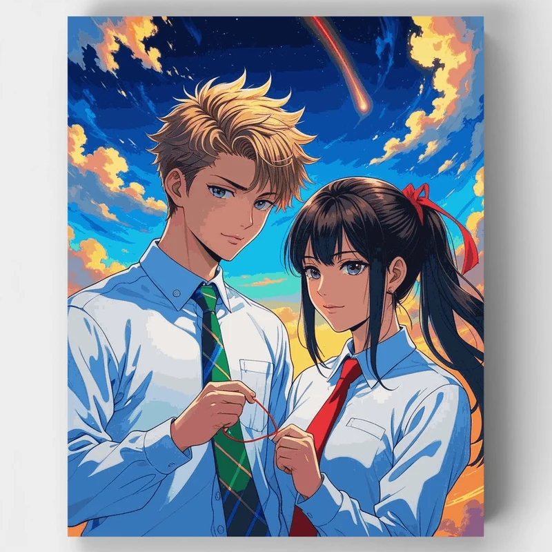 Anime School Romance Under Shooting Star - Paint by Numbers Kit