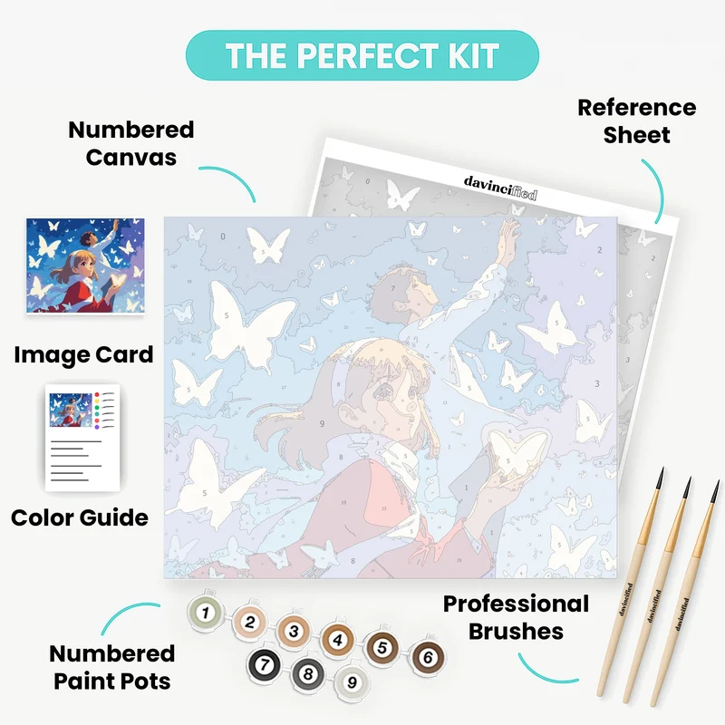 Anime Butterflies Dream - Paint by Numbers Kit
