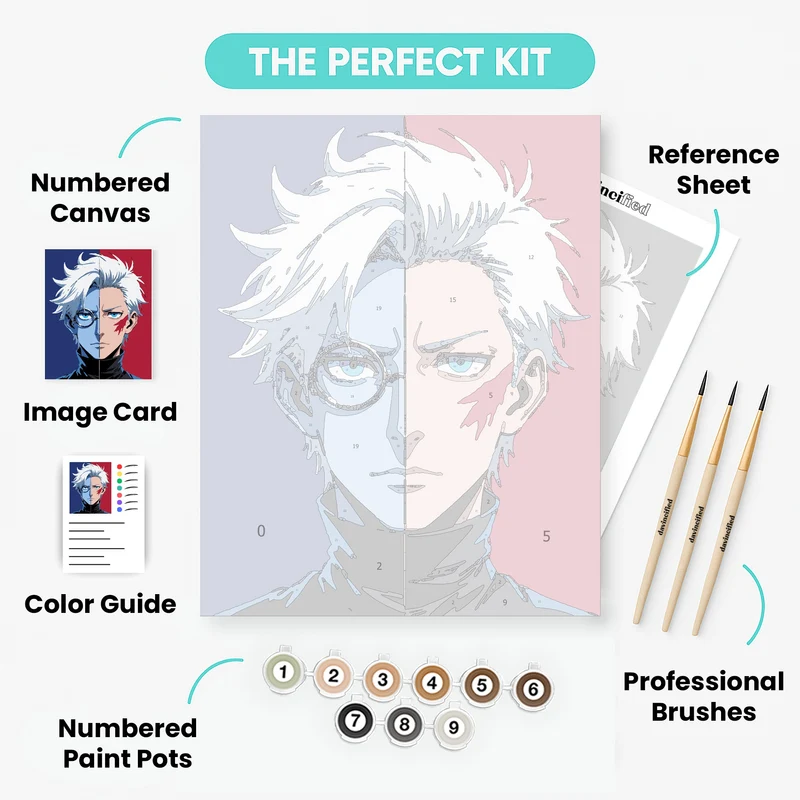 Anime Character Split Portrait - Paint by Numbers Kit