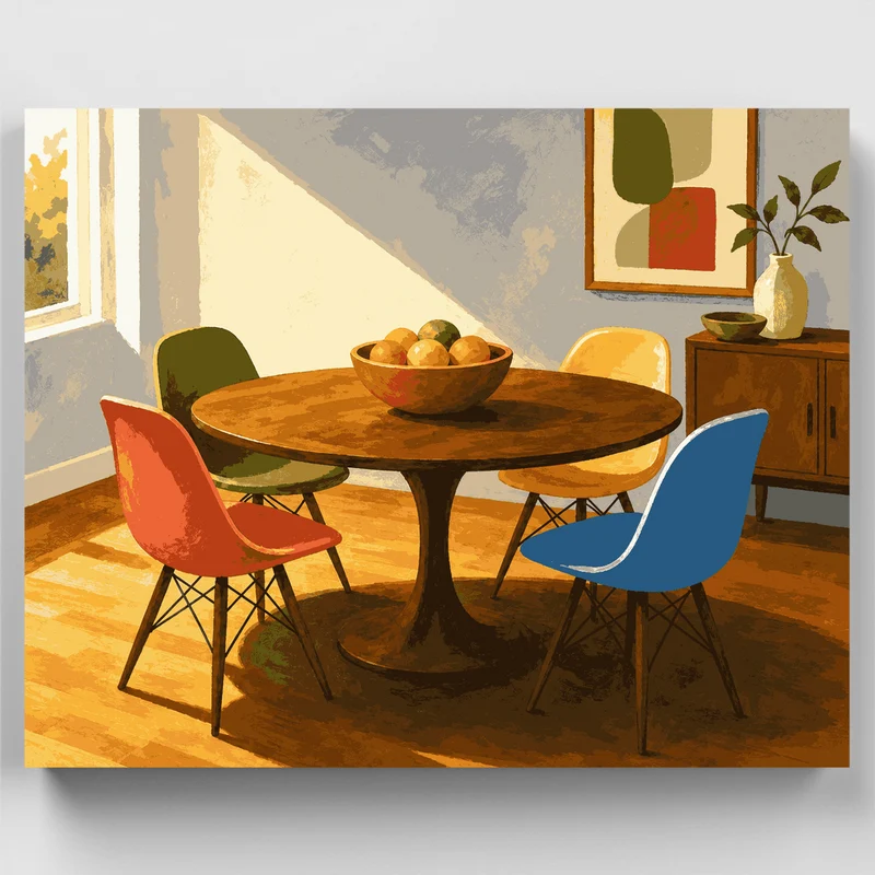 Mid-Century Modern Dining Room - Paint by Numbers Kit