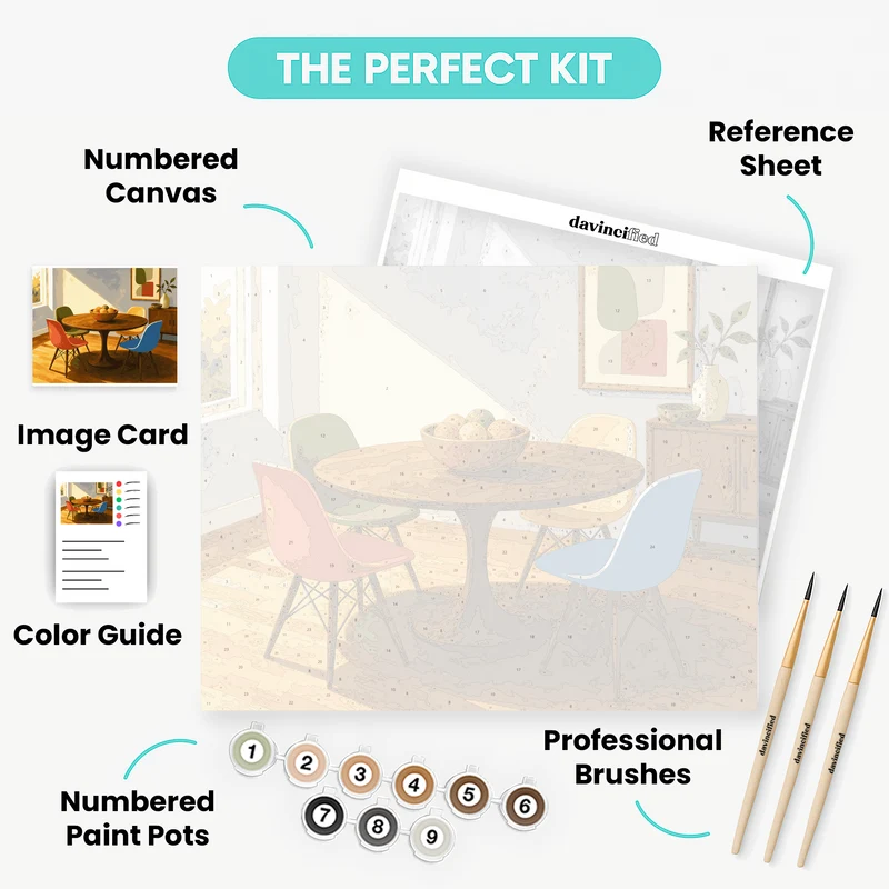 Mid-Century Modern Dining Room - Paint by Numbers Kit