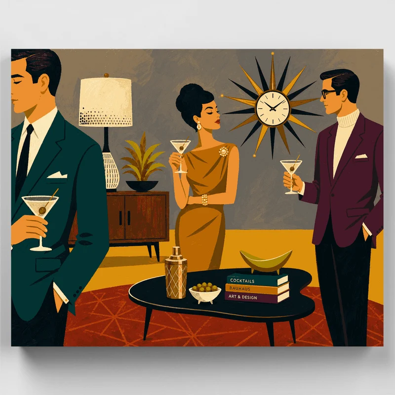 Mid-Century Modern Cocktail Party - Paint by Numbers Kit