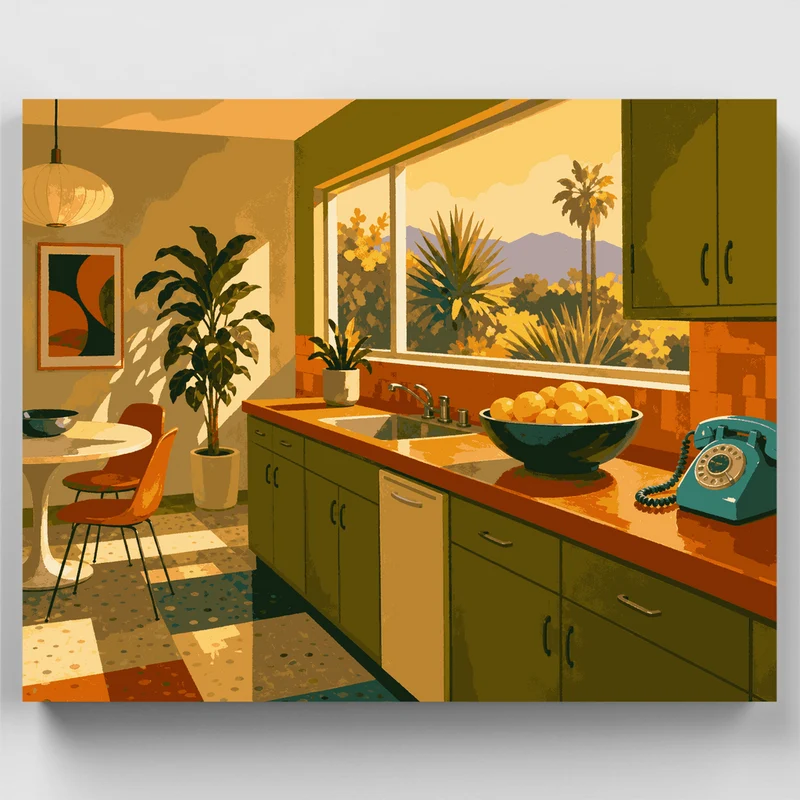 Mid-Century Modern Kitchen - Paint by Numbers Kit