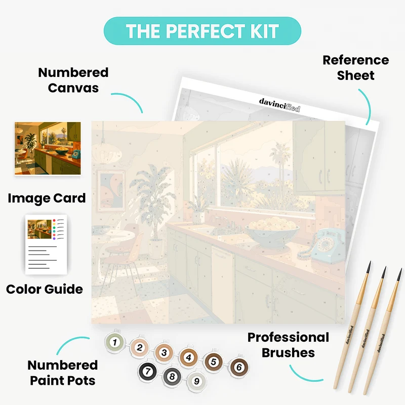 Mid-Century Modern Kitchen - Paint by Numbers Kit