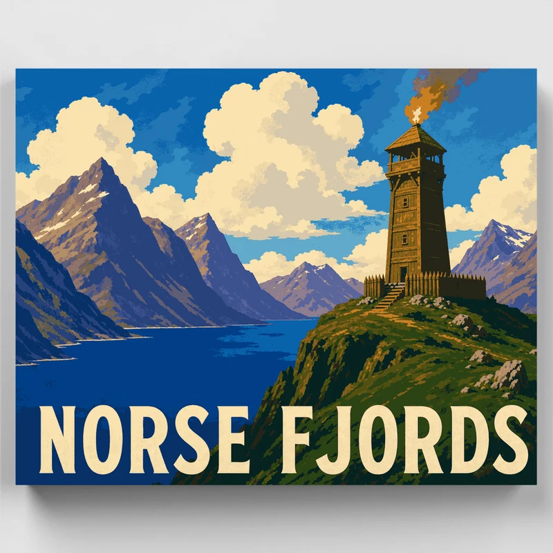 Norse Fjords Viking Watchtower - Paint by Numbers Kit