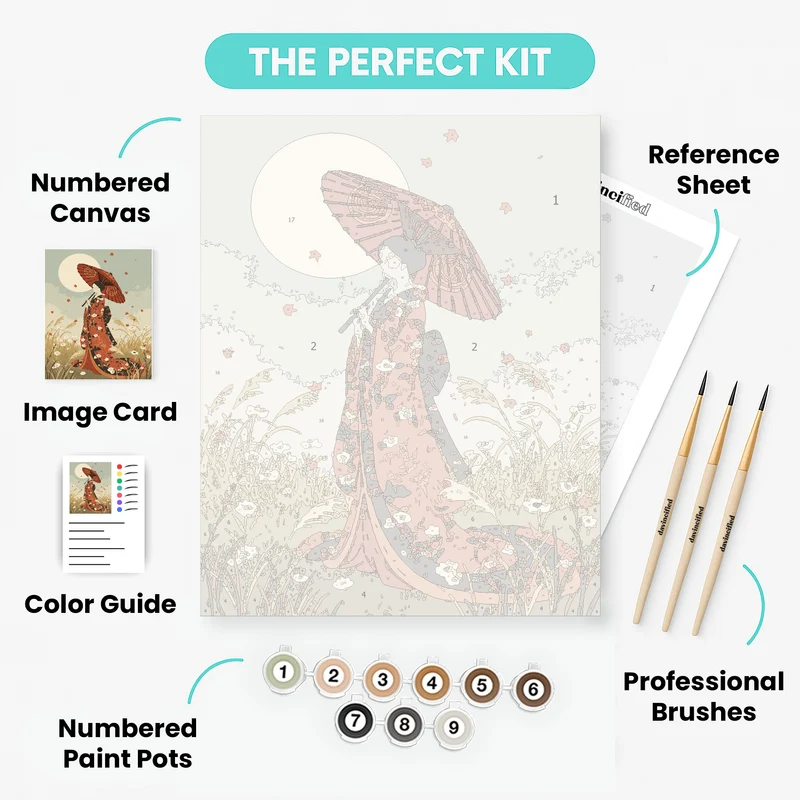 Autumn Moonlight Geisha - Paint by Numbers Kit
