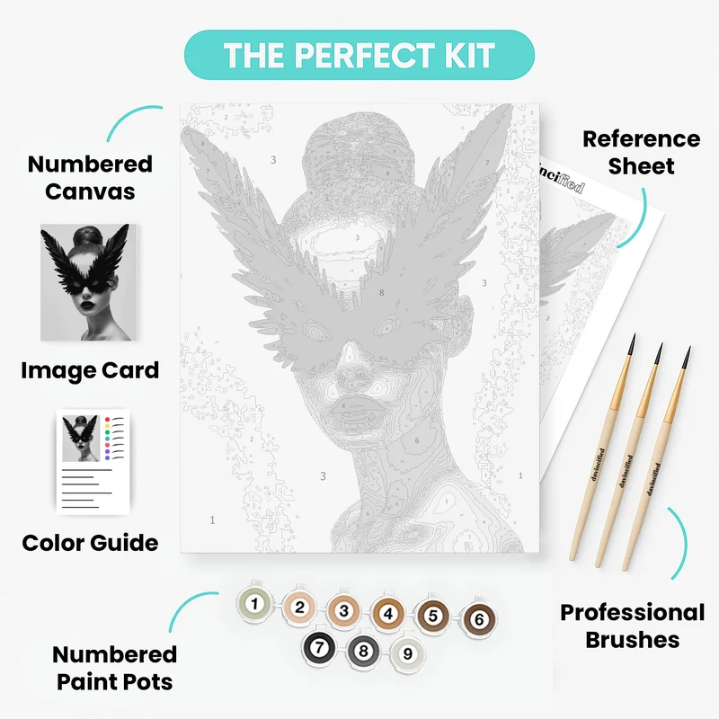 Masked Elegance in Black and White - Paint by Numbers Kit