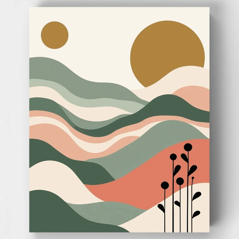 Boho Abstract Mountain Landscape - Paint by Numbers Kit