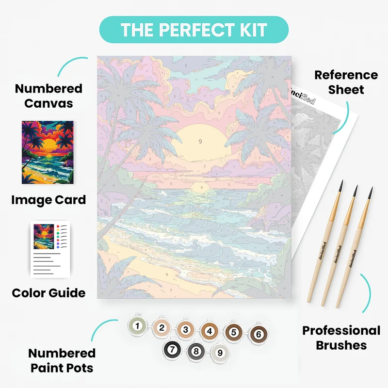 Neon Tropics Sunset Cove - Paint by Numbers Kit