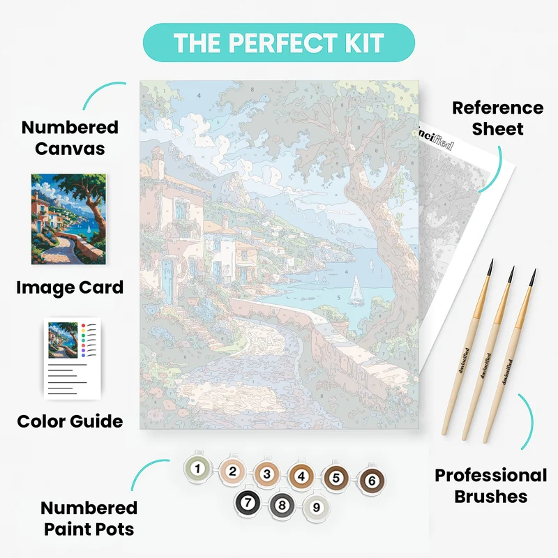 Riviera Cobblestone Coastal Path - Paint by Numbers Kit