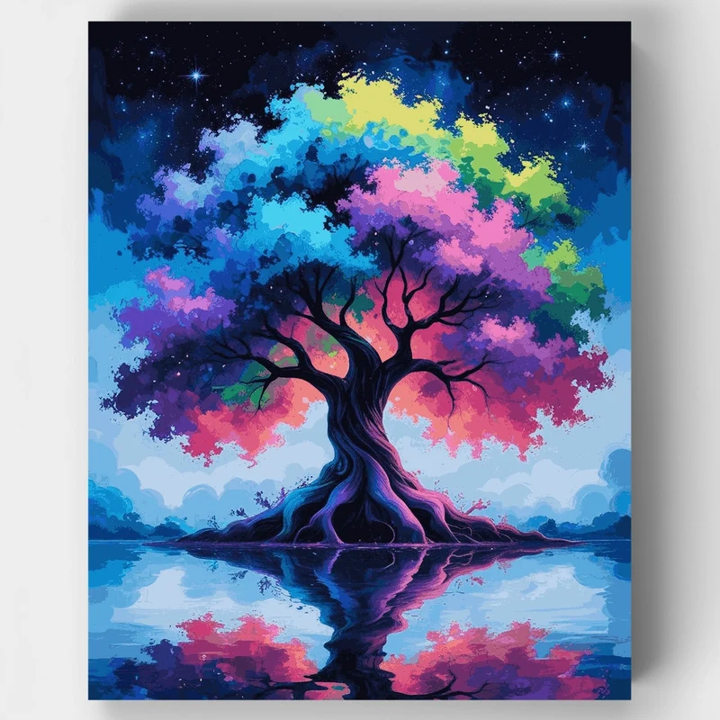 Cosmic Rainbow Tree - Paint by Numbers Kit