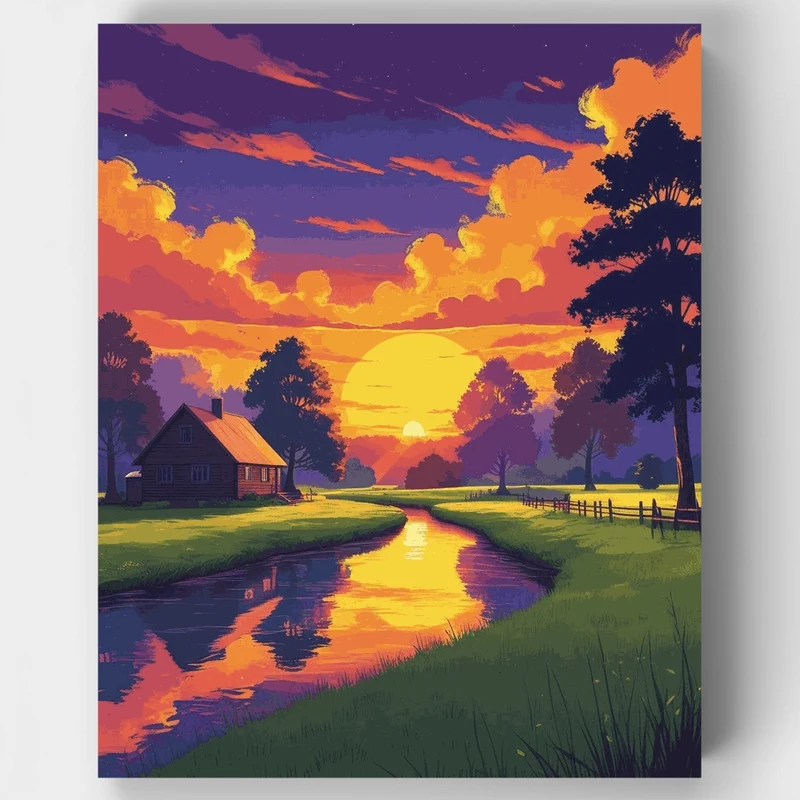Golden Hour Country Sunset - Paint by Numbers Kit