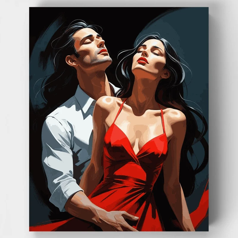 Romantic Tango Couple in Red - Paint by Numbers Kit