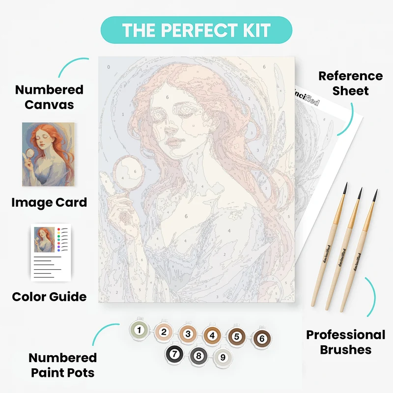 Ethereal Woman with Mirror - Paint by Numbers Kit
