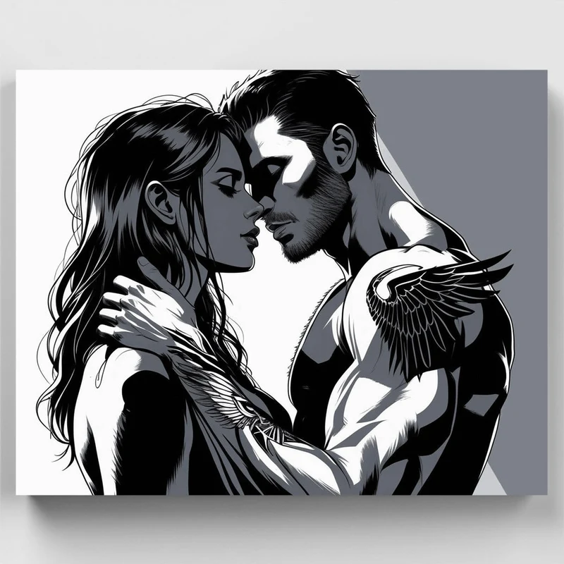 Winged Lovers Embrace - Paint by Numbers Kit
