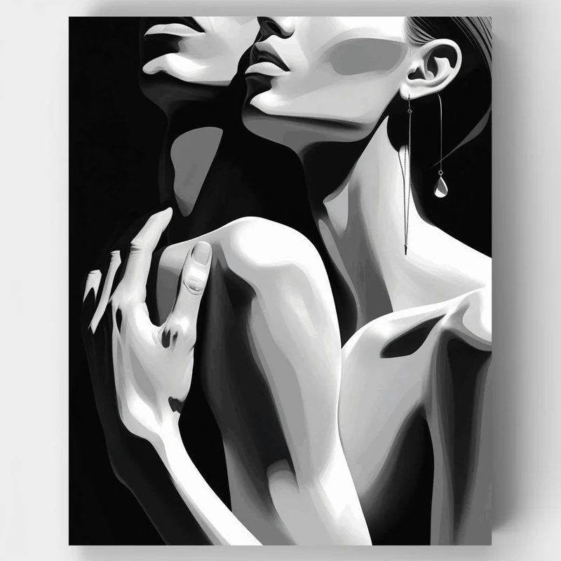 Elegant Monochrome Portrait - Paint by Numbers Kit