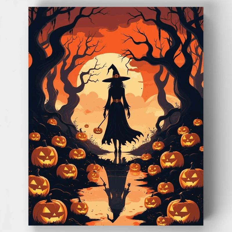 Halloween Witch Pumpkin Path - Paint by Numbers Kit