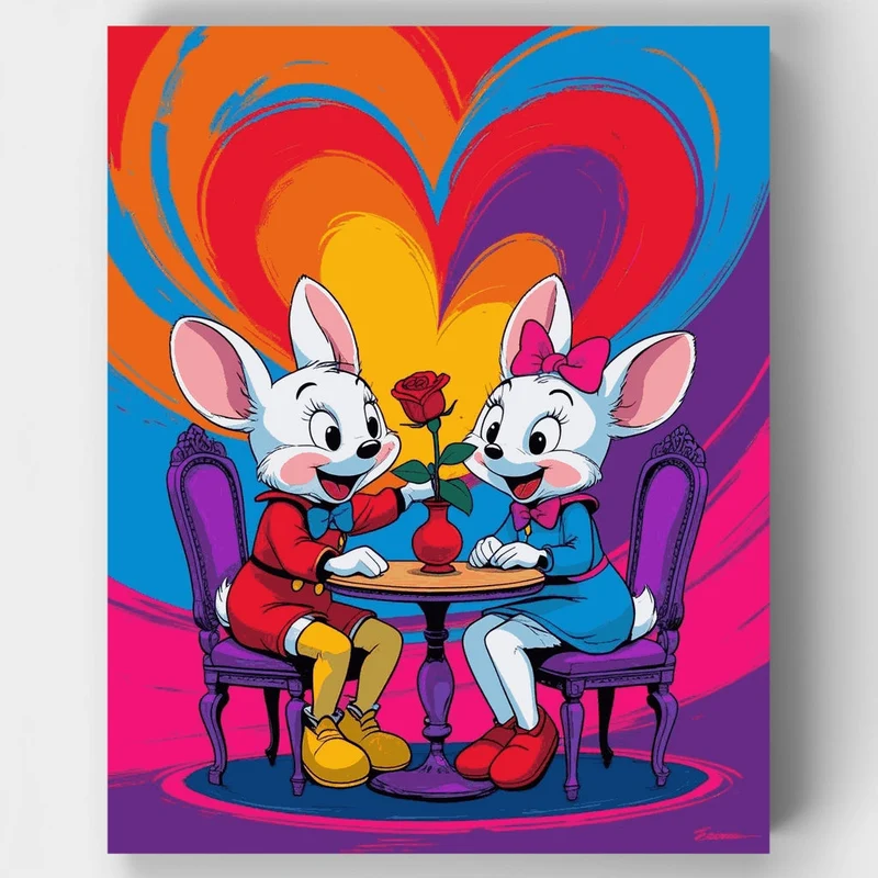 Romantic Mice Valentine's Date - Paint by Numbers Kit