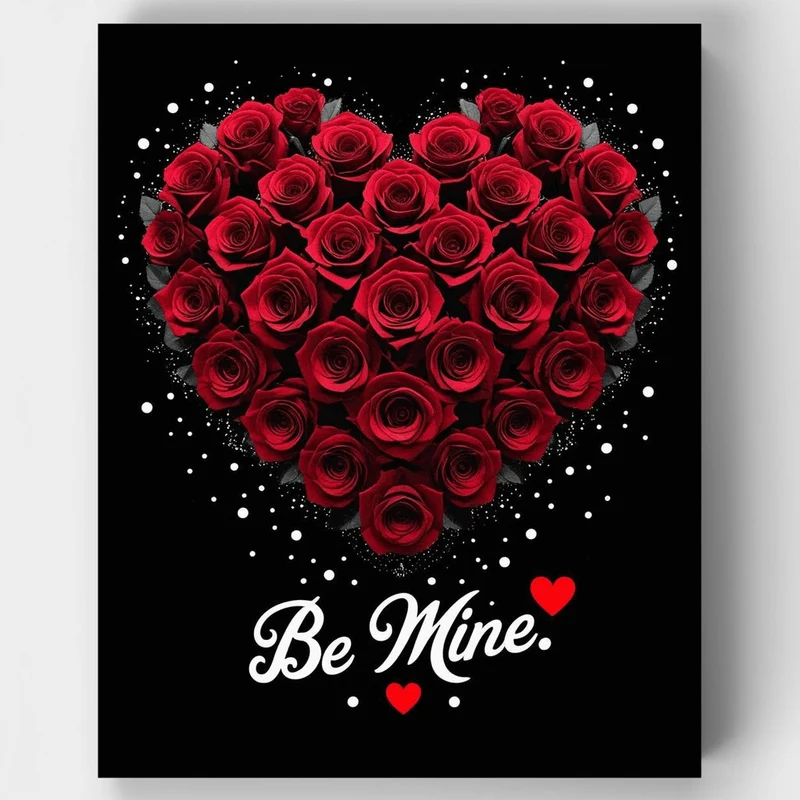 Be Mine Red Roses Heart - Paint by Numbers Kit
