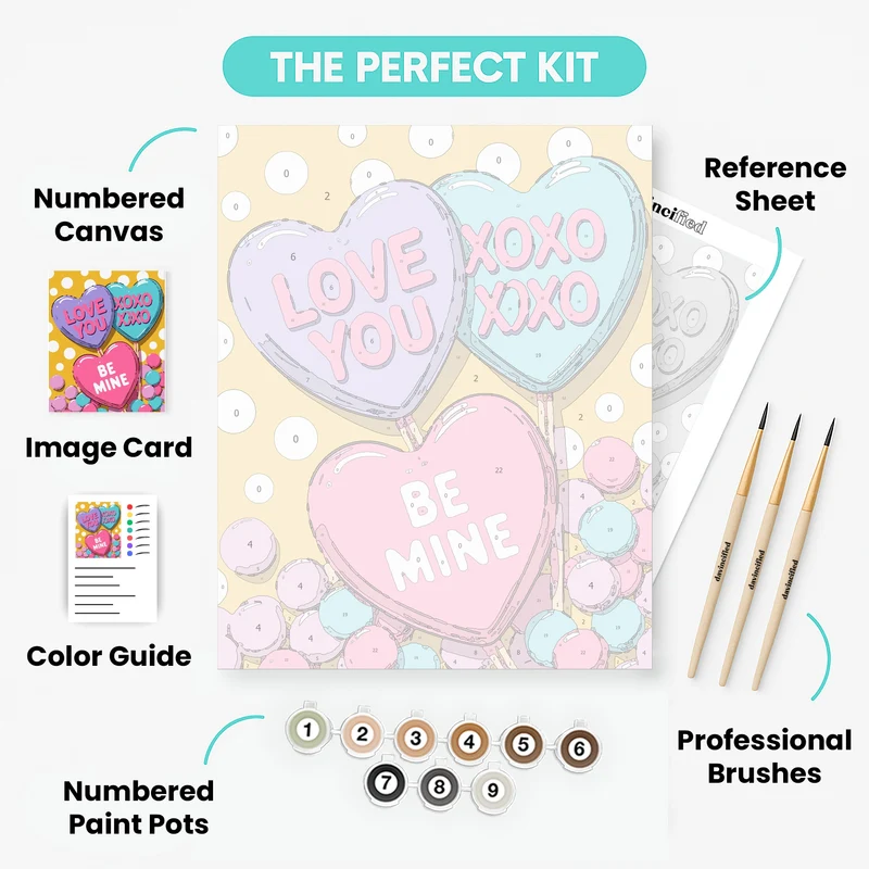Valentine's Day Heart Lollipops - Paint by Numbers Kit