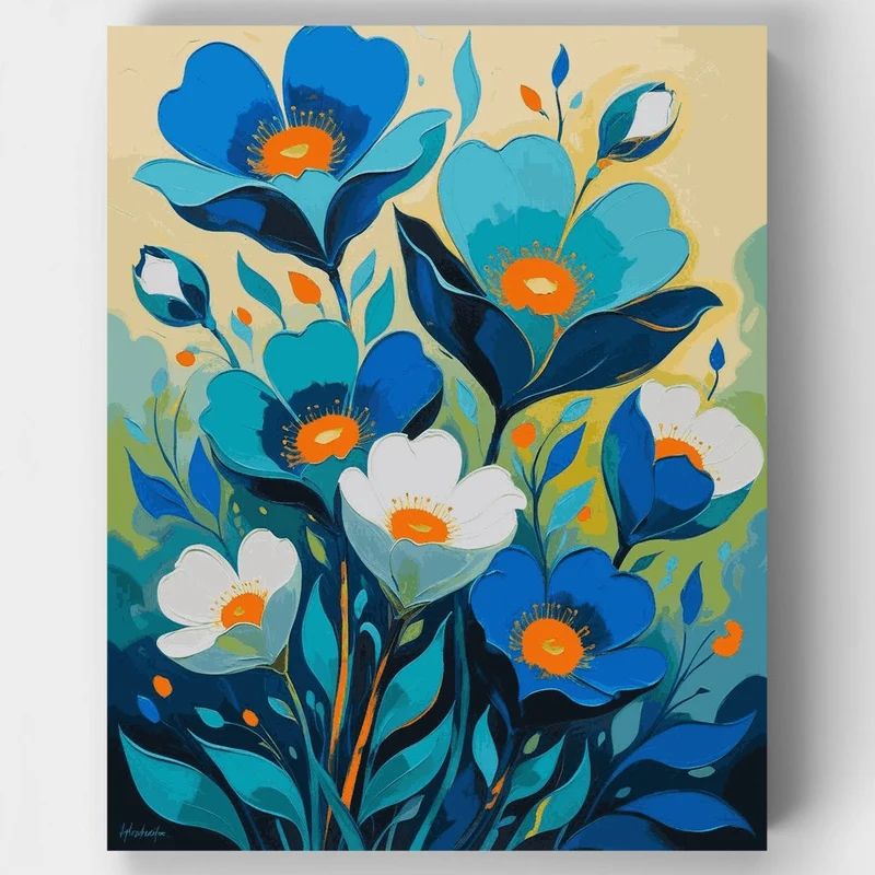 Blue Floral Bouquet - Paint by Numbers Kit