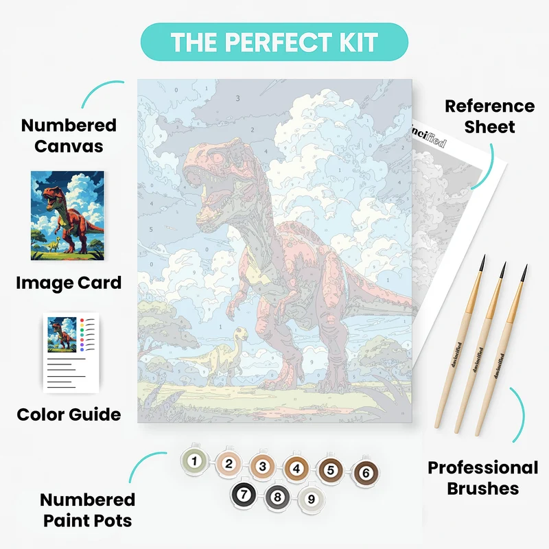 Tyrannosaurus Rex in Prehistoric Landscape - Paint by Numbers Kit