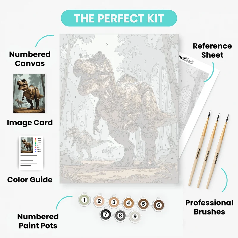 Tyrannosaurus Rex Forest Scene - Paint by Numbers Kit