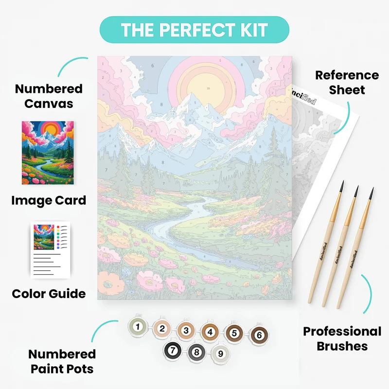 Colorful Mountain Meadow - Paint by Numbers Kit