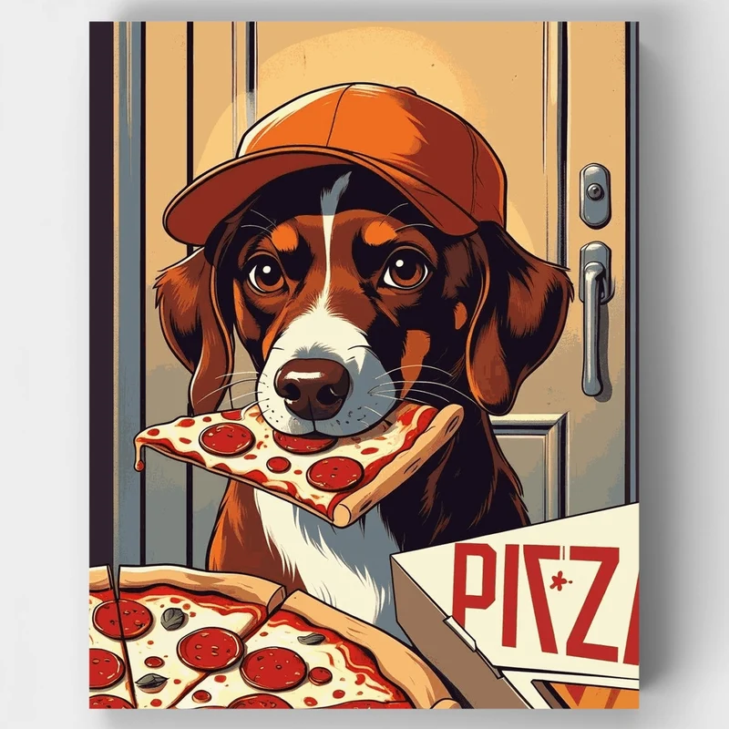 Pizza Delivery Dog - Paint by Numbers Kit