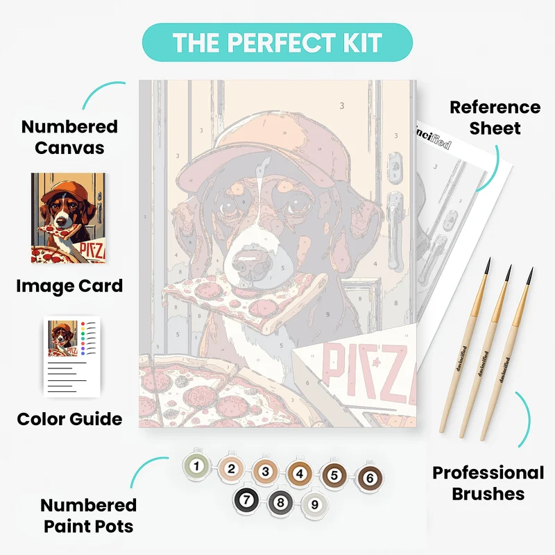 Pizza Delivery Dog - Paint by Numbers Kit
