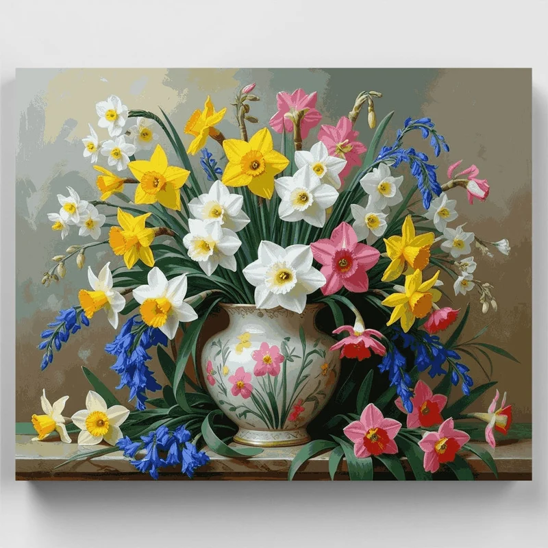 Spring Daffodils and Bluebells Bouquet - Paint by Numbers Kit